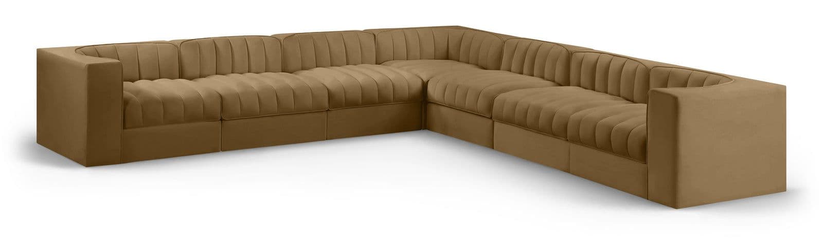Talia Saddle Velvet Performance Fabric Upholstered Sectional, 7-Piece