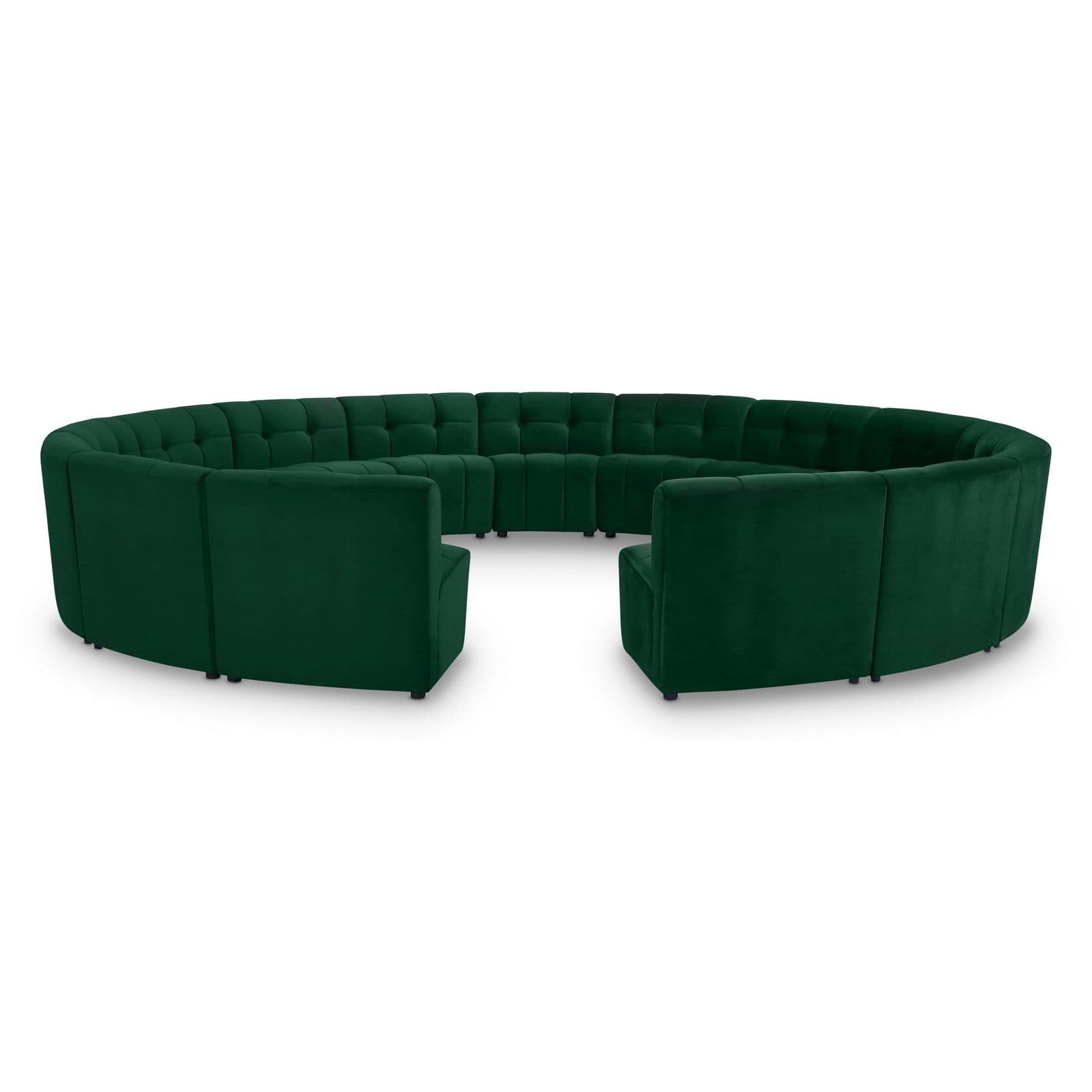 Kira 177.5" Green Velvet Upholstered Sectional, 15-Piece