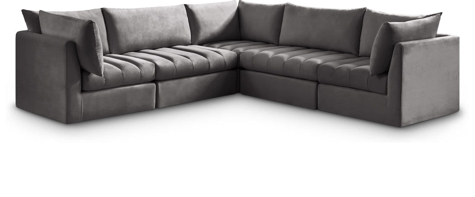 Rowan 103" Grey Velvet Upholstered Sectional, 5-Piece