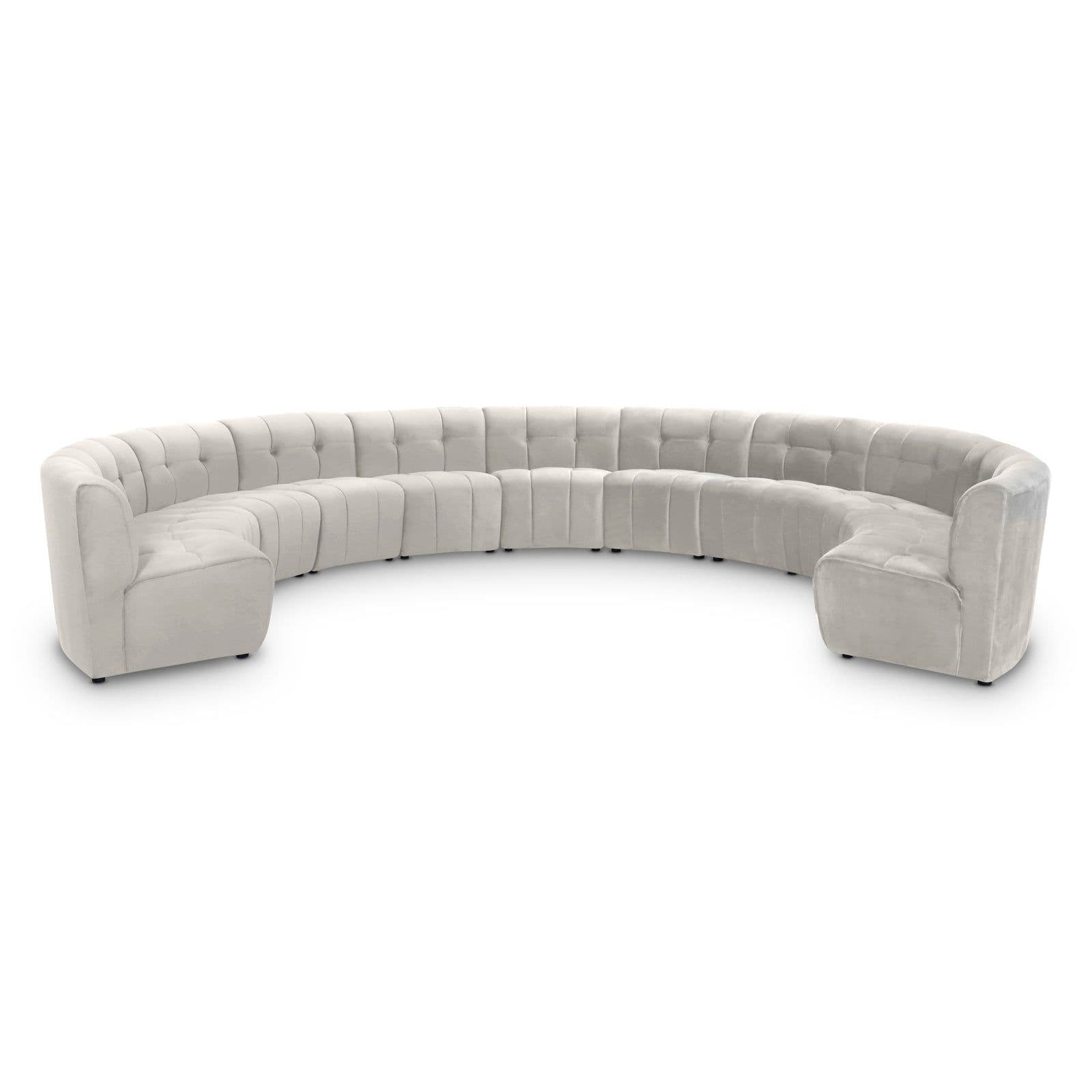 Kira 177.5" Cream Velvet Upholstered Sectional, 11-Piece