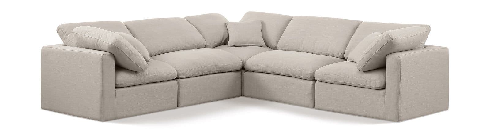 Sloane 105" Linen Textured Fabric Upholstered Sectional, 5-Piece (Style 2)