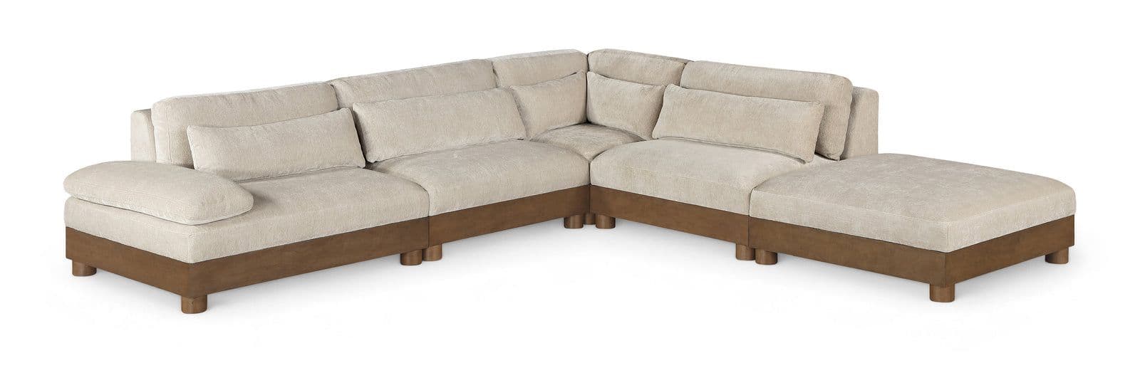 Kira 120" Taupe Chenille Fabric Upholstered Sectional, 5-Piece
