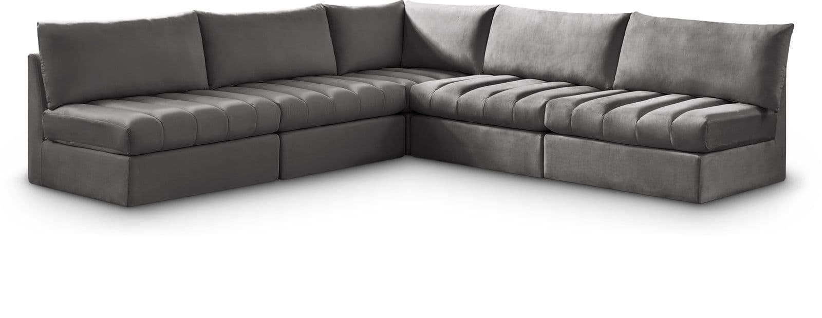 Rowan 107" Grey Velvet Upholstered Sectional, 5-Piece