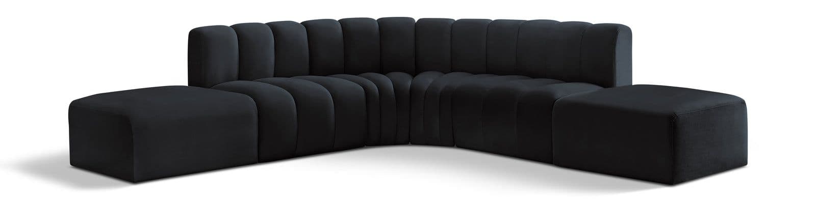 Yara 146" Velvet Upholstered Sectional, 6-Piece