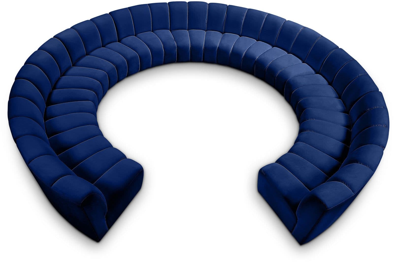 Isolde 178" Navy Velvet Upholstered Sectional, 11-Piece