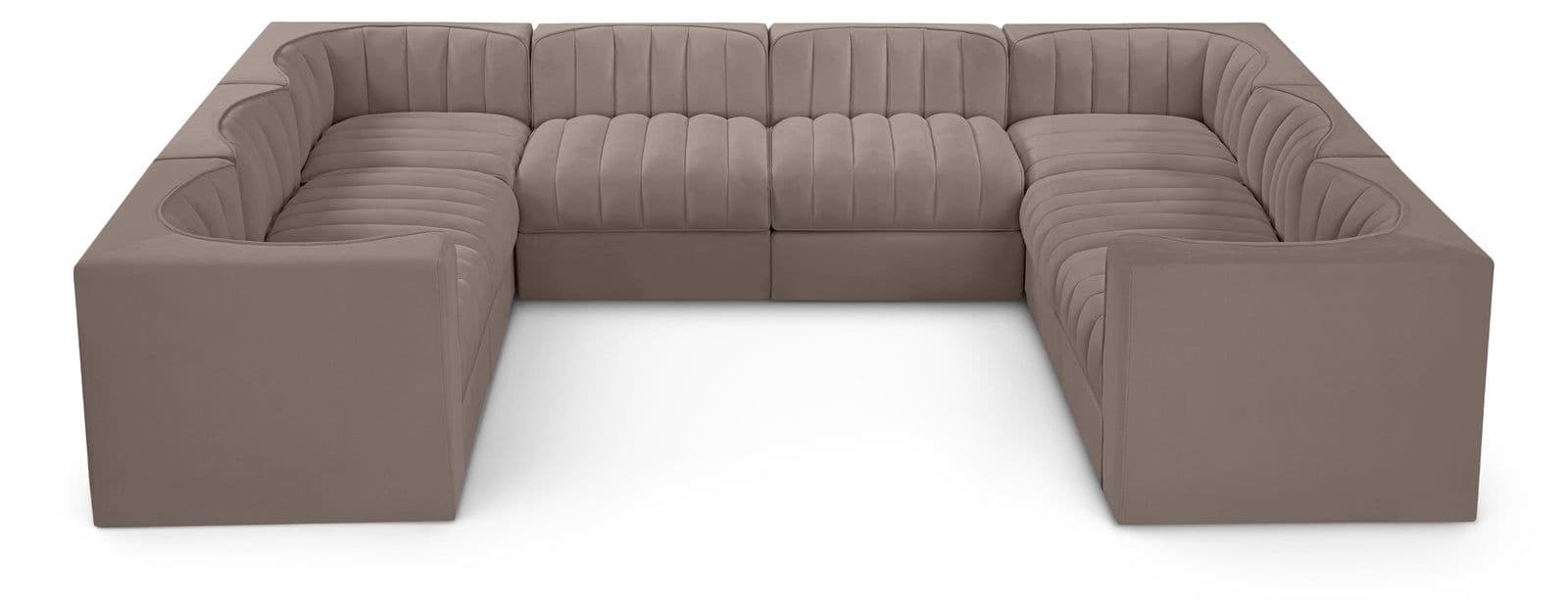 Talia Taupe Velvet Performance Fabric Upholstered Sectional