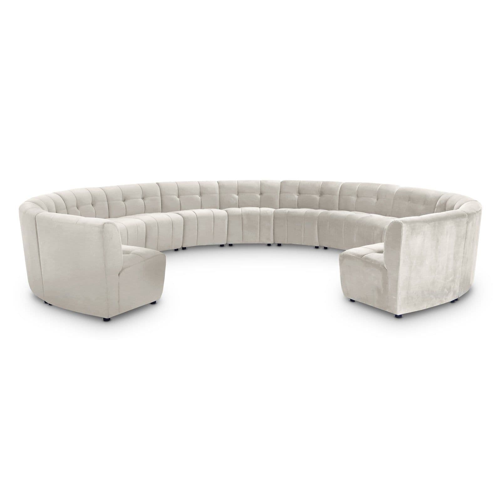 Kira 177.5" Cream Velvet Upholstered Sectional, 13-Piece