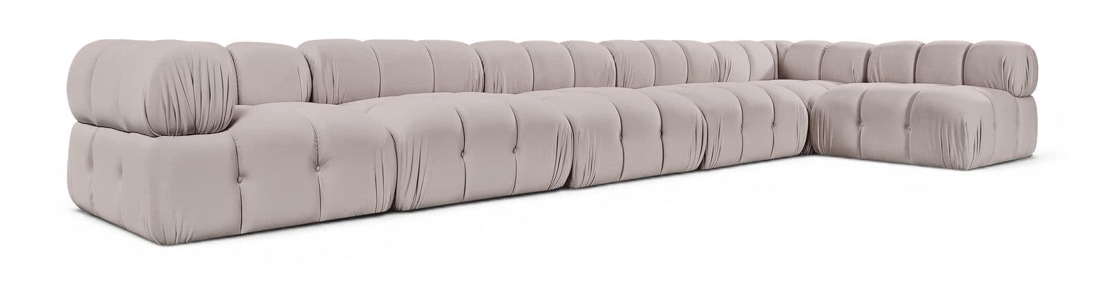 Camden Beige Velvet Performance Fabric Upholstered Sectional, 6-Piece (Style 6)