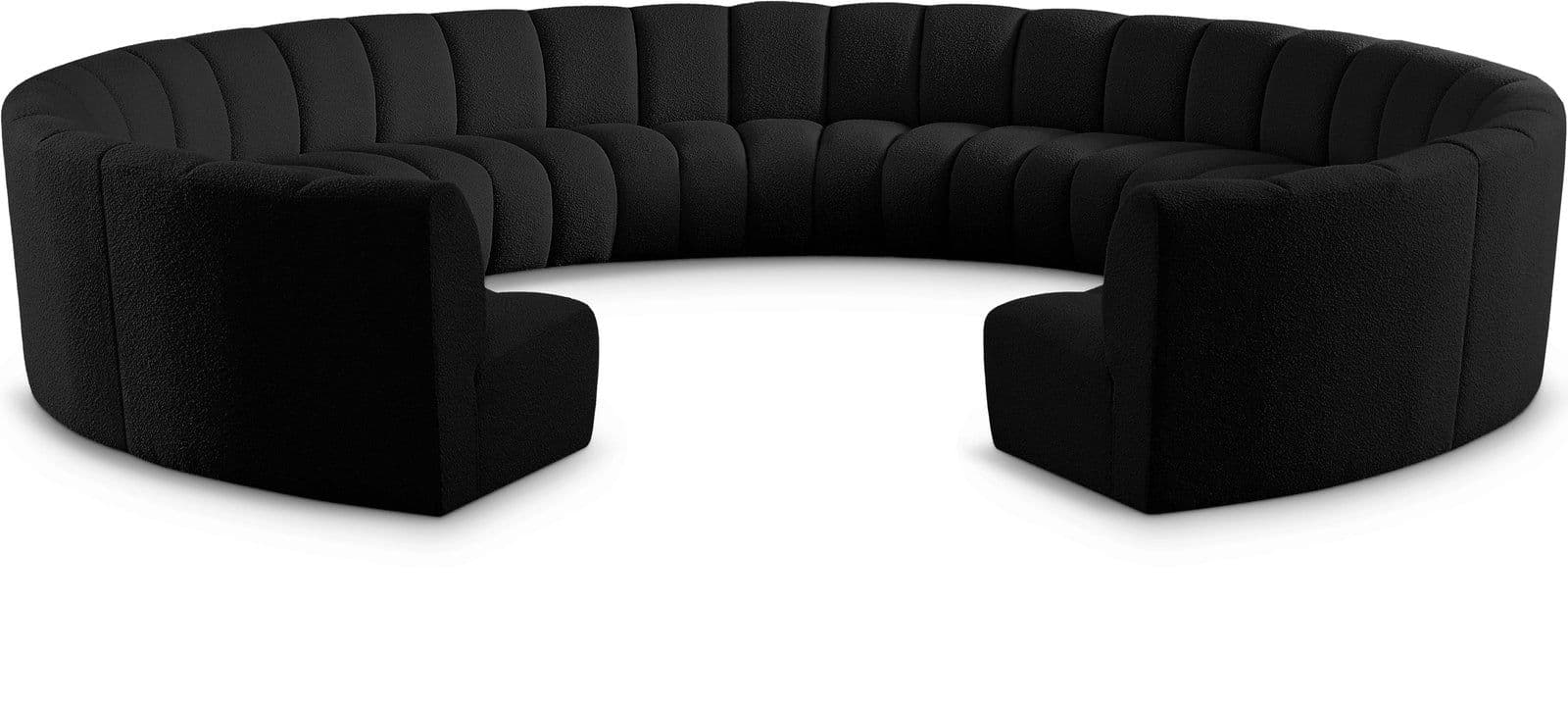 Isolde 178" Black Boucle Fabric Upholstered Sectional, 11-Piece