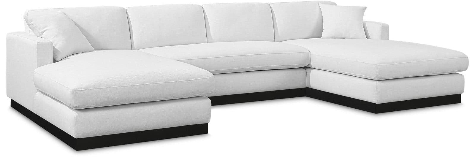 Bellamy 127" White Linen Textured Fabric Upholstered Sectional, 3-Piece (Style 2)