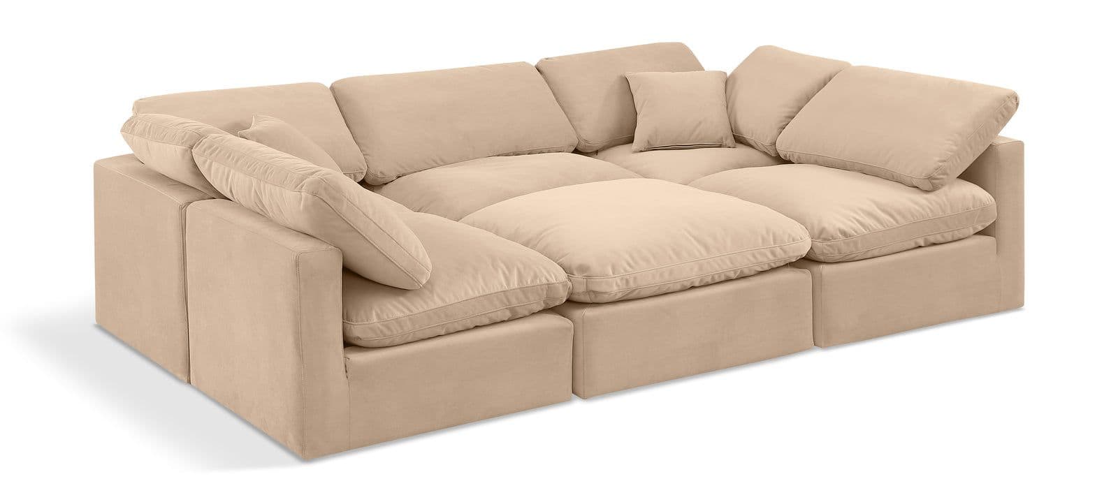 Sloane 105" Velvet Upholstered Sectional, 6-Piece