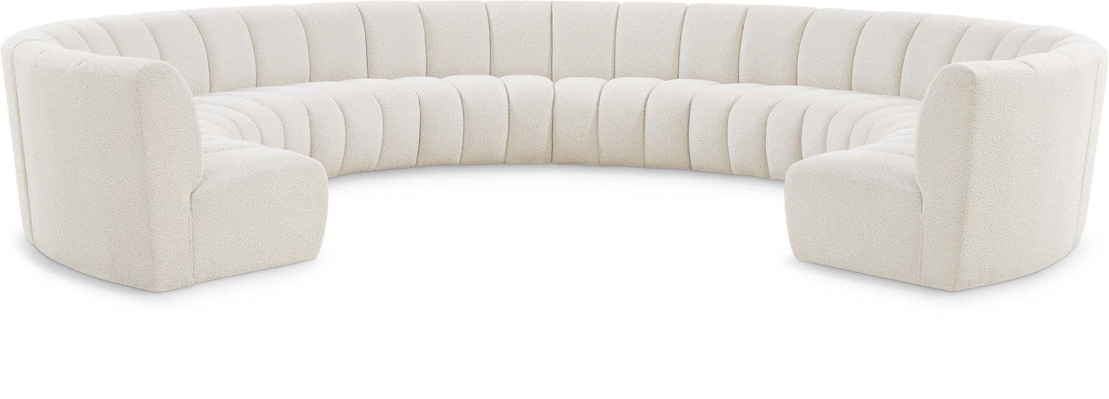 Isolde 178" Cream Boucle Fabric Upholstered Sectional, 10-Piece
