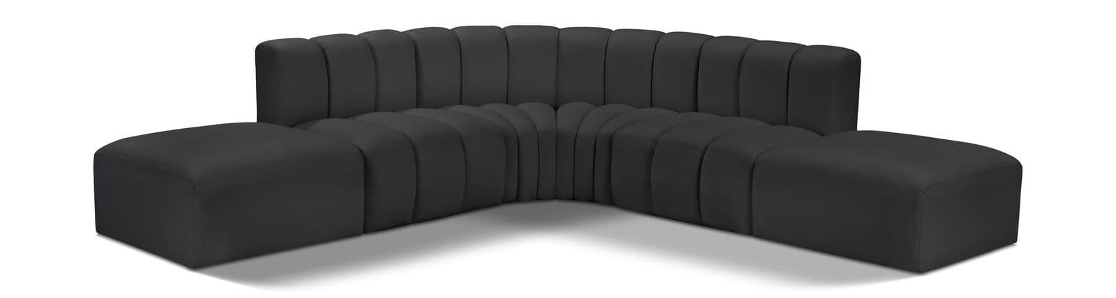Yara 146" Vegan Leather Upholstered Sectional, 6-Piece