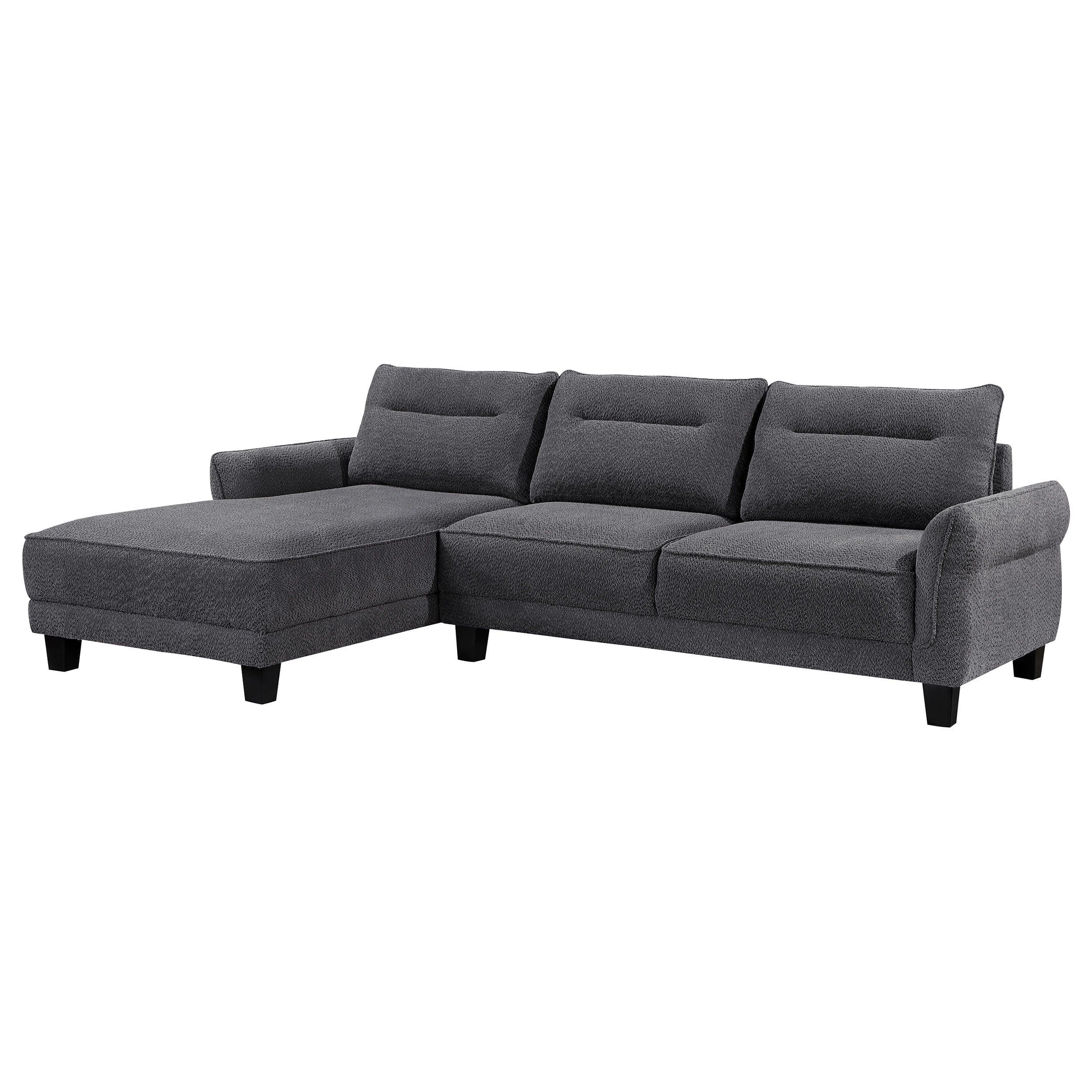 Anna Upholstered Curved Arm Chaise Sectional Sofa GreyGrey