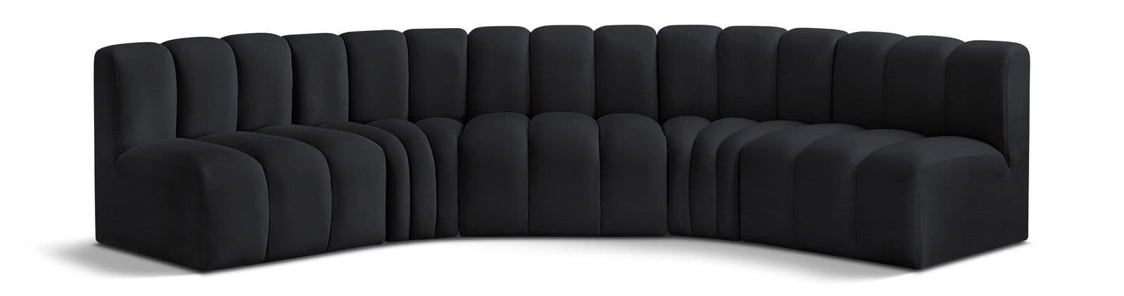 Yara 133" Velvet Upholstered Sectional, 5-Piece