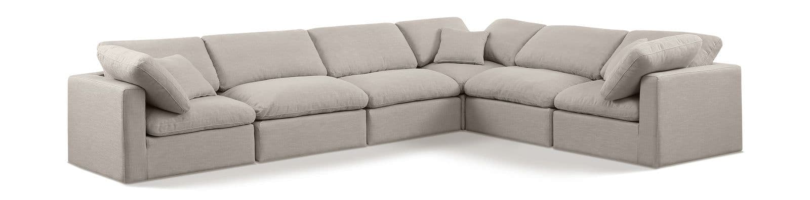 Sloane 140" Linen Textured Fabric Upholstered Sectional, 6-Piece