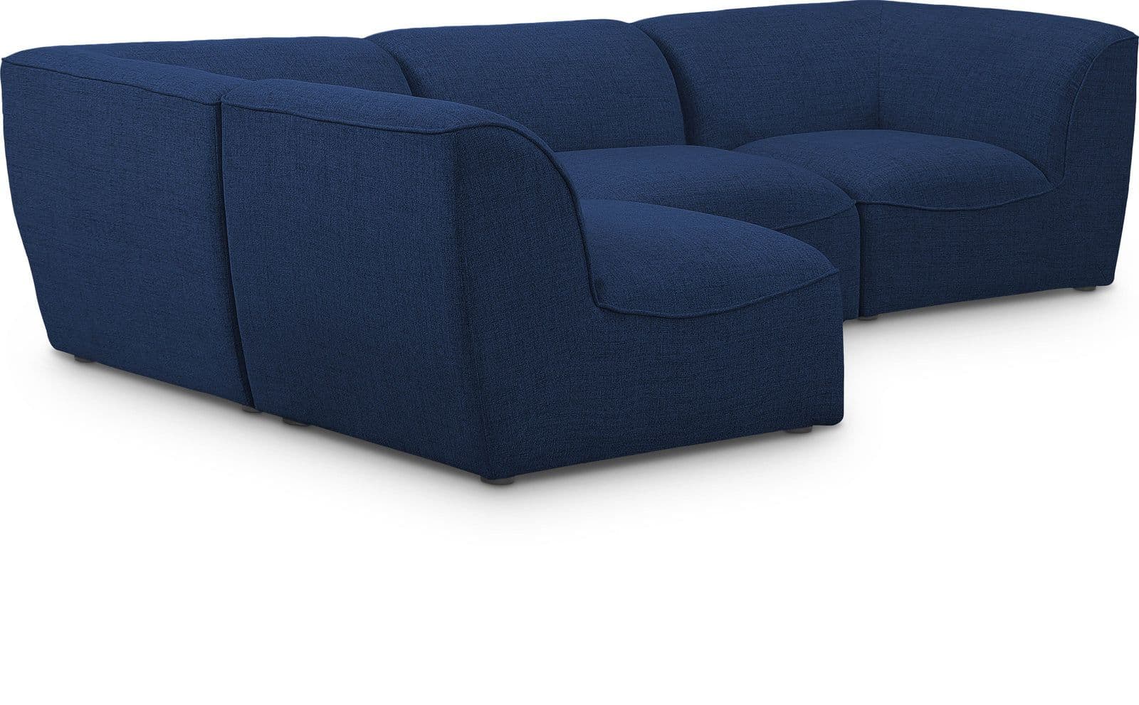 Greer 109" Navy Linen Textured Fabric Upholstered Sectional, 4-Piece (Style 2)