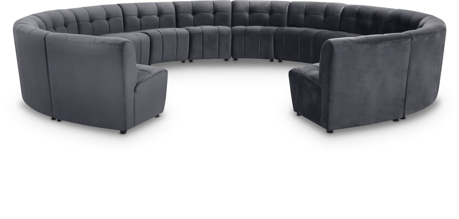 Kira 177.5" Grey Velvet Upholstered Sectional, 14-Piece