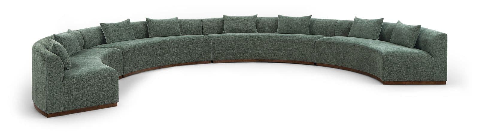 Orla 225.25" Olive Chenille Fabric Upholstered Sectional, 4-Piece