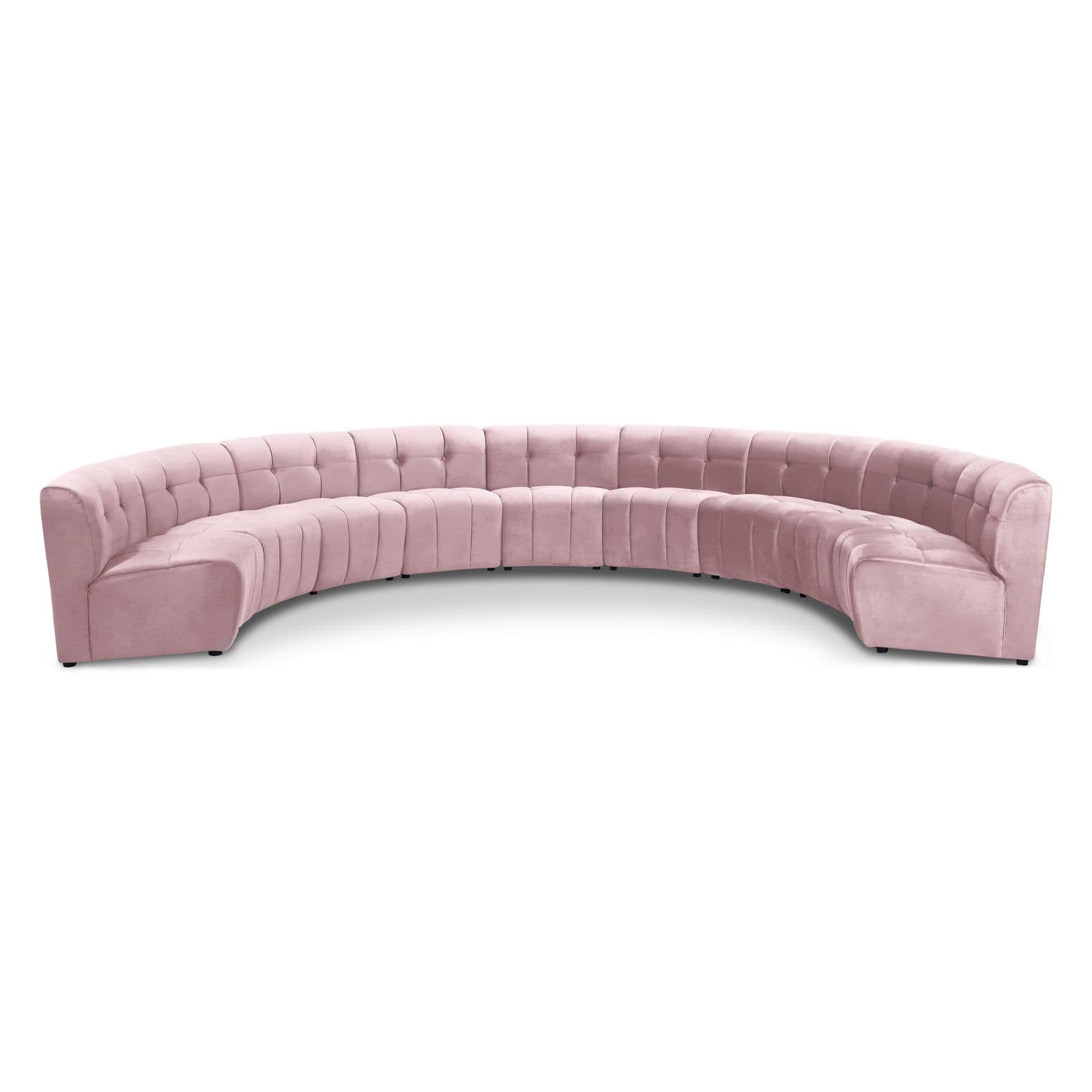 Kira 177.5" Pink Velvet Upholstered Sectional, 9-Piece
