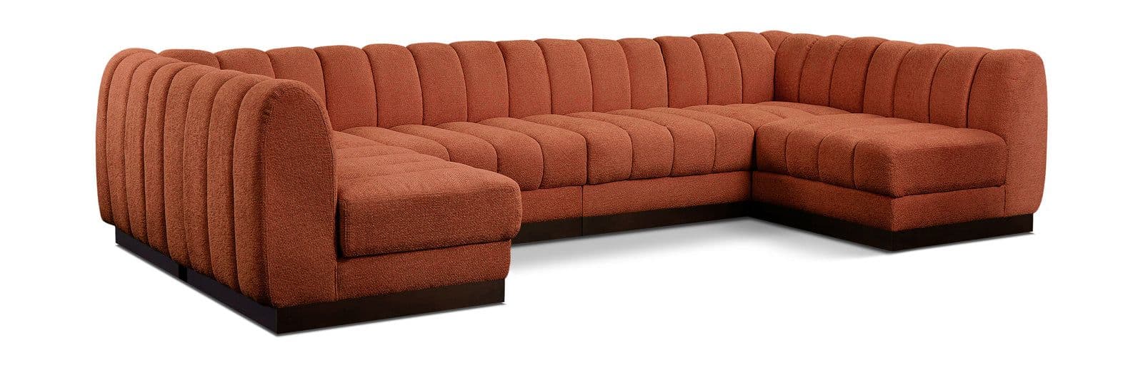 Opal 133" Chenille Fabric Upholstered Sectional, 6-Piece