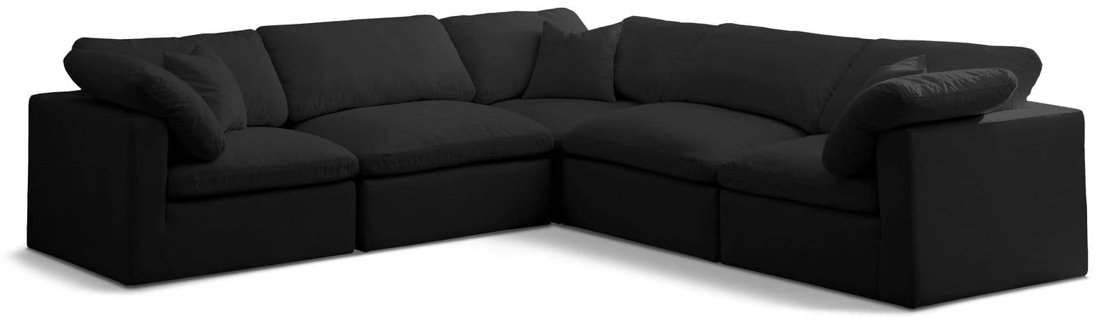 Selene 105" Black Velvet Upholstered Standard Comfort Sectional, 5-Piece (Style 2)