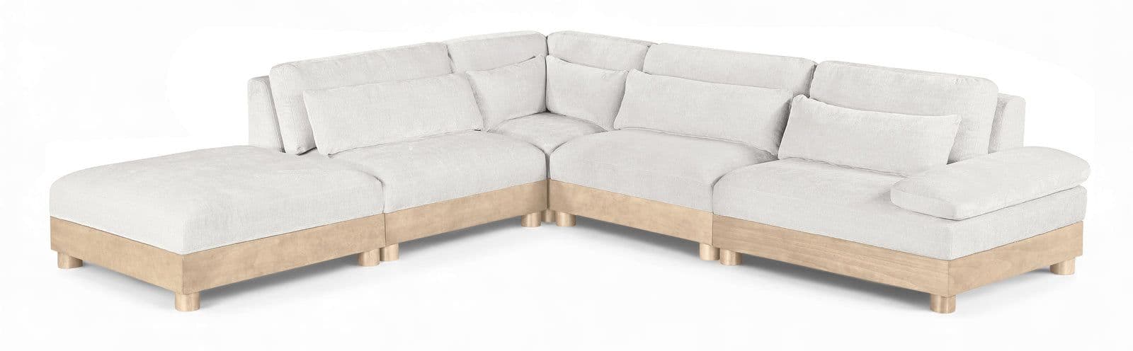 Kira 127.75" Cream Chenille Fabric Upholstered Modular Sectional, 5-Piece (Style 2)