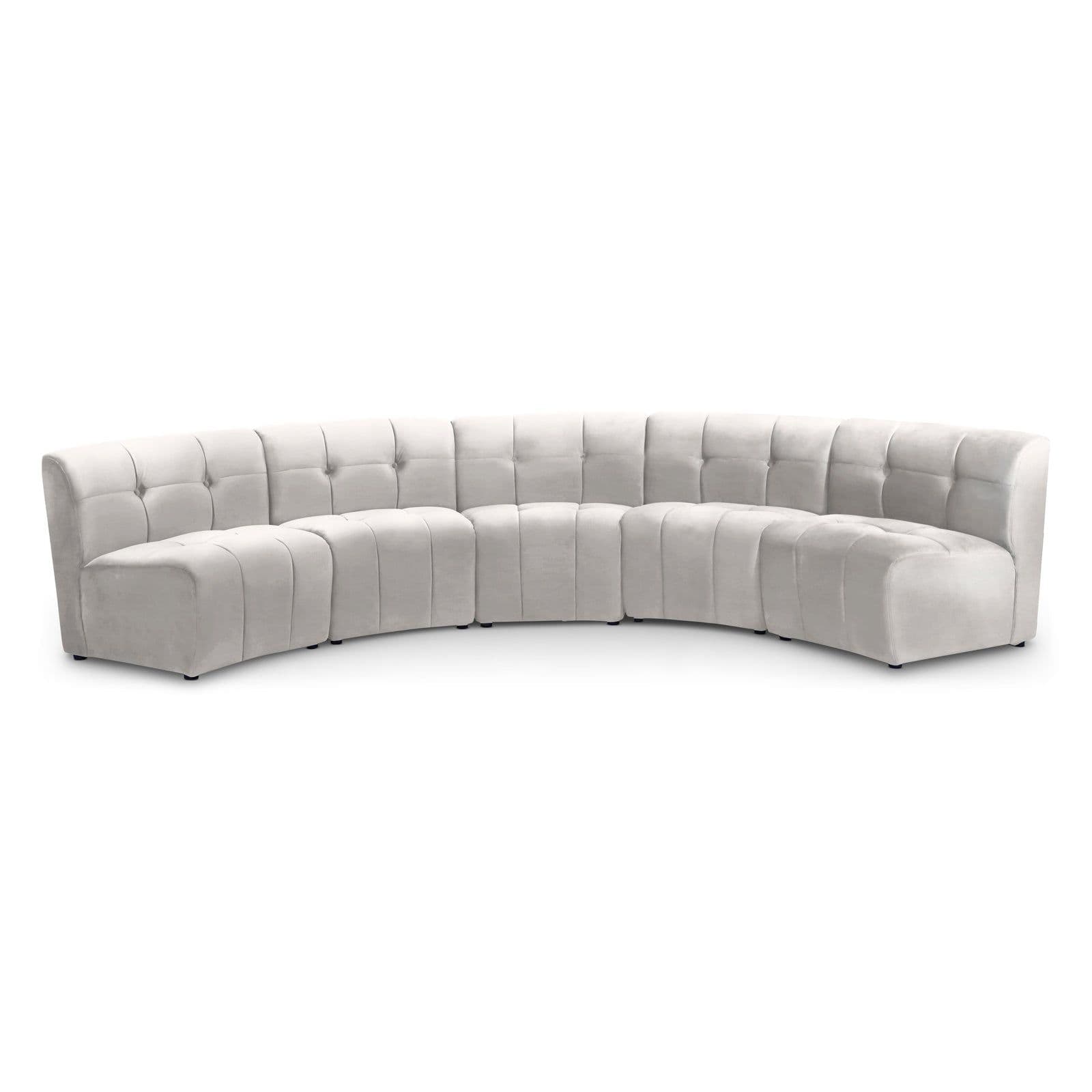 Kira 141.5" Cream Velvet Upholstered Sectional, 5-Piece
