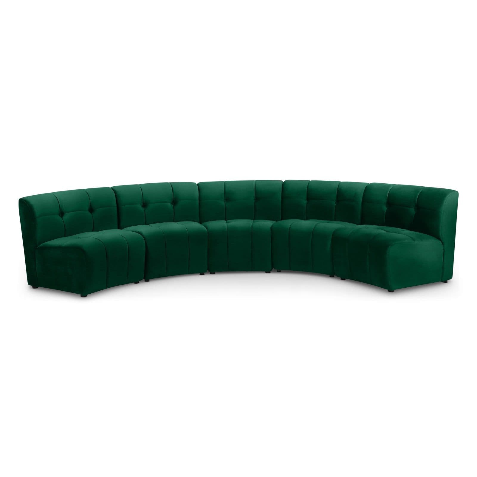 Kira 141.5" Green Velvet Upholstered Sectional, 5-Piece