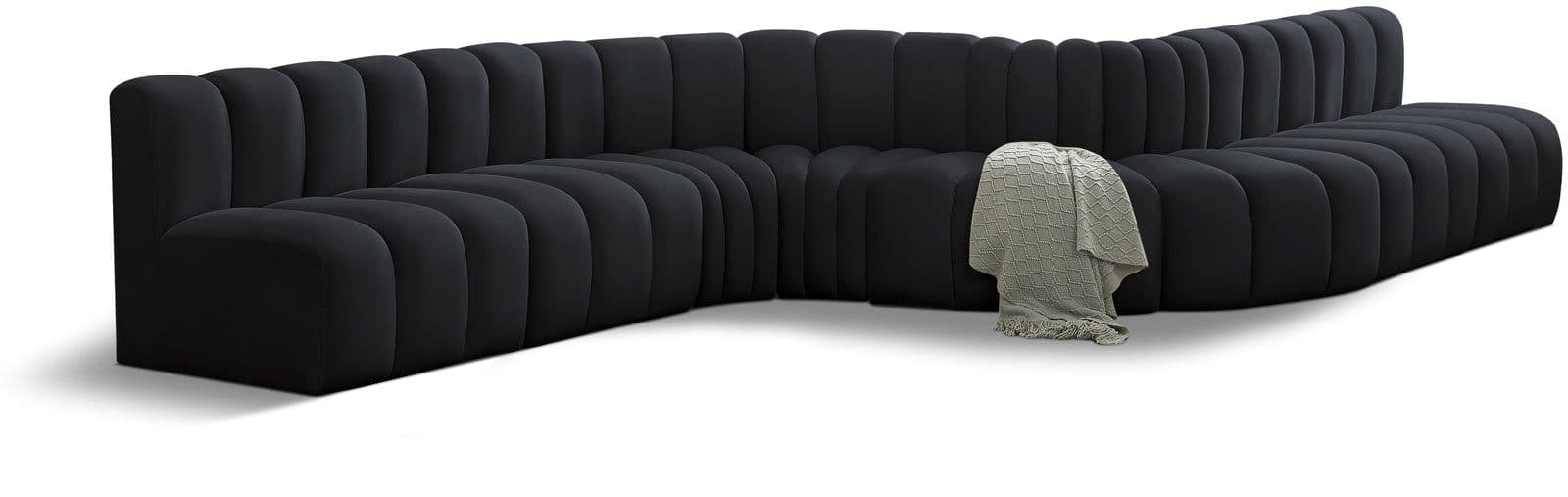 Yara 197" Velvet Upholstered Sectional, 8-Piece