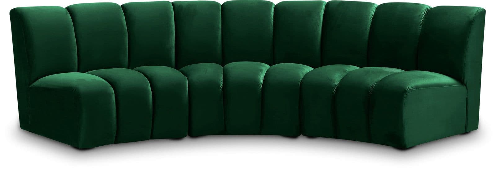 Isolde 119" Green Velvet Upholstered Sectional, 3-Piece