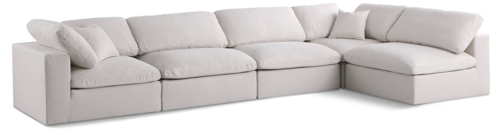 Selene 140" Cream Velvet Upholstered Standard Comfort Sectional, 5-Piece (Style 2)