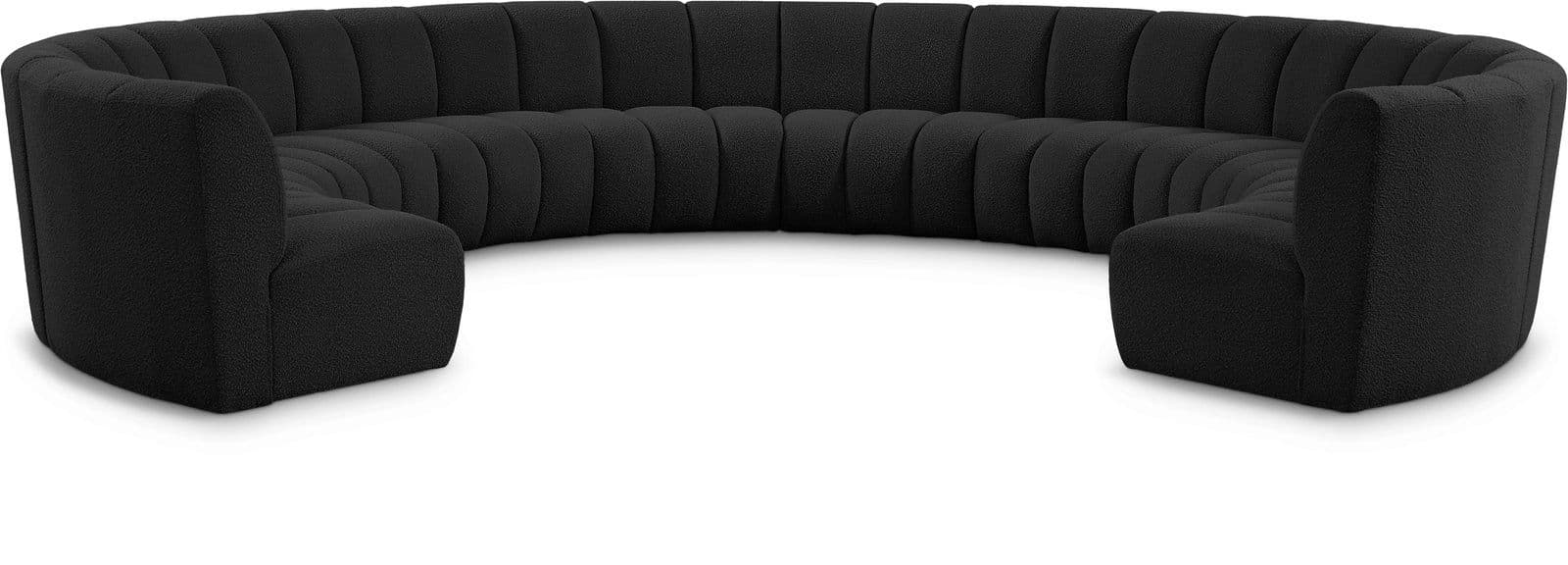 Isolde 178" Black Boucle Fabric Upholstered Sectional, 10-Piece
