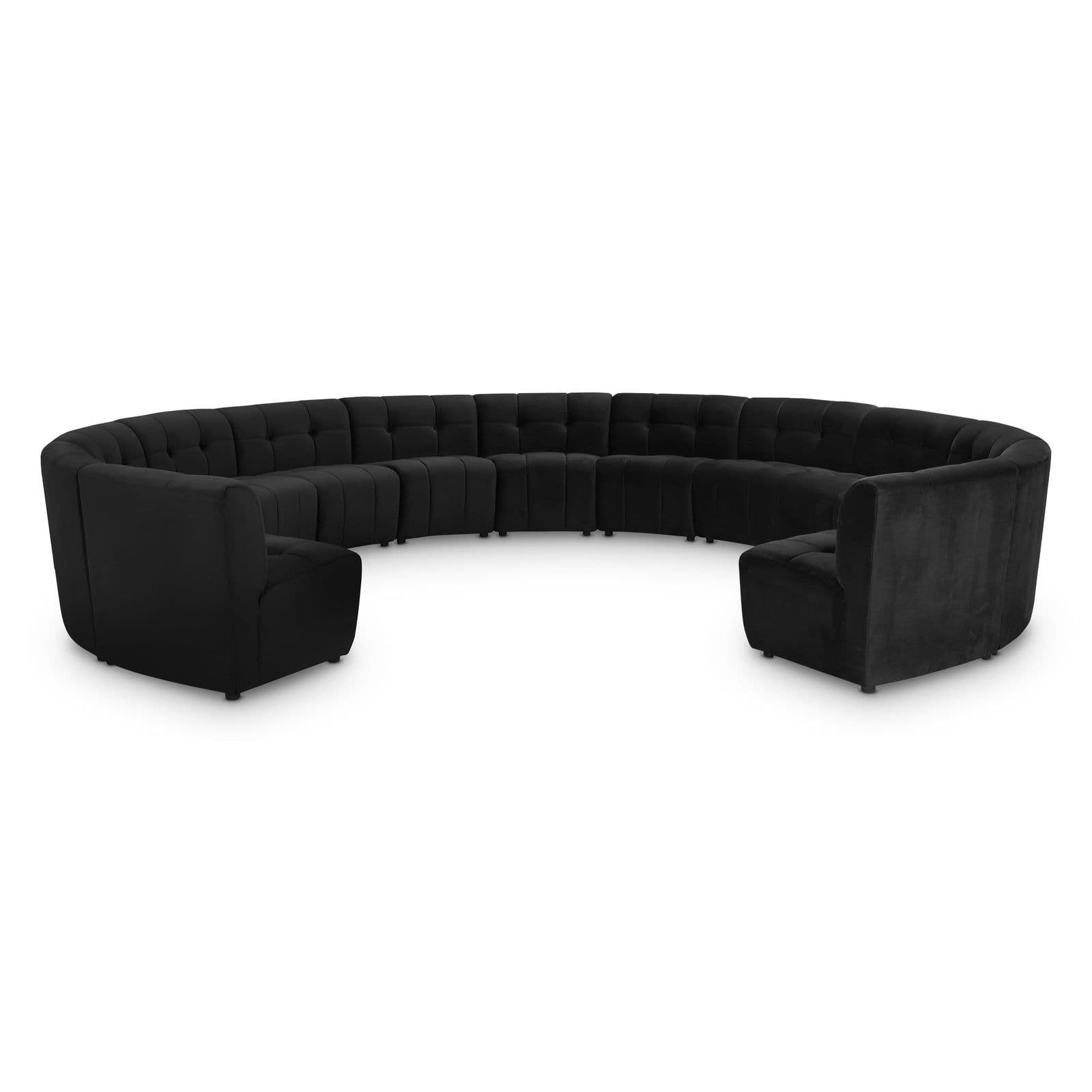 Kira 177.5" Black Velvet Upholstered Sectional, 13-Piece