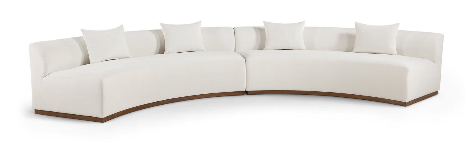 Orla 182.5" Cream Chenille Fabric Upholstered Sectional, 2-Piece