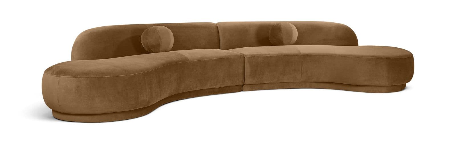 Juniper 146" Saddle Velvet Performance Fabric Upholstered Sectional
