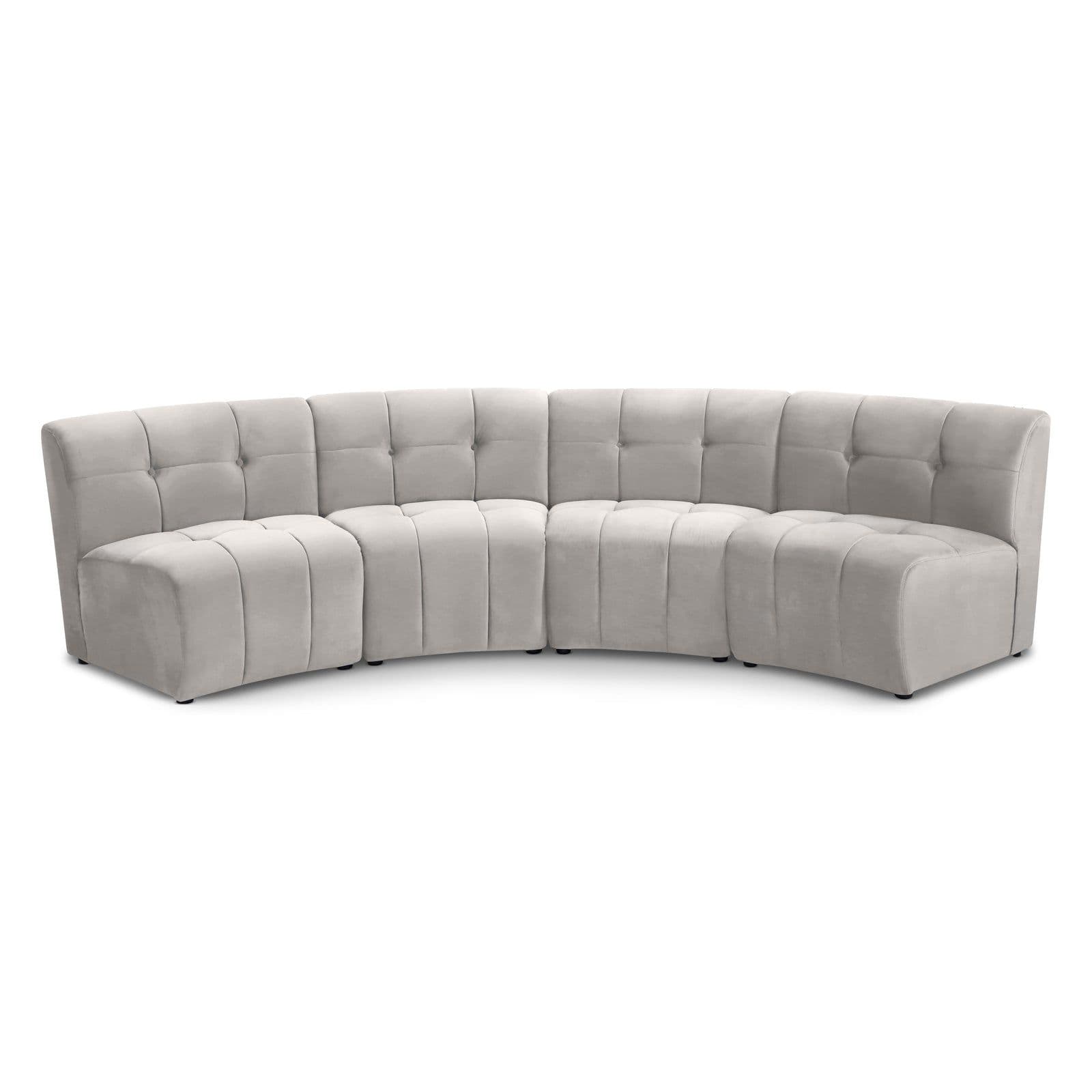Kira 119.5" Cream Velvet Upholstered Sectional, 4-Piece