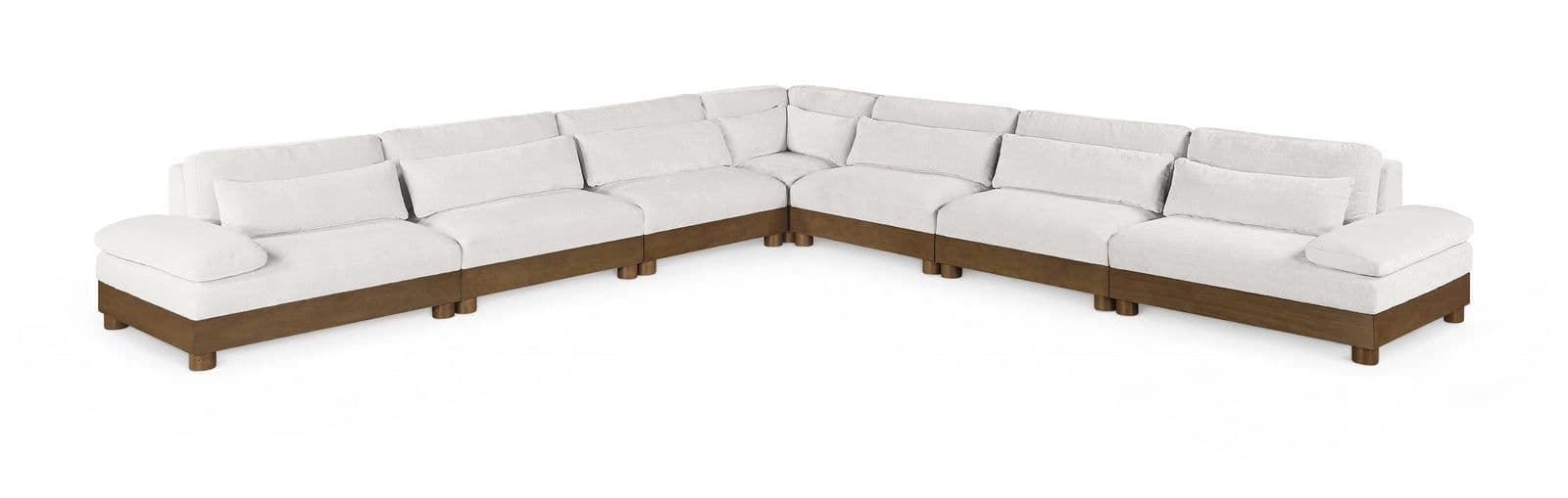 Kira 167.75" Cream Chenille Fabric Upholstered Sectional, 7-Piece