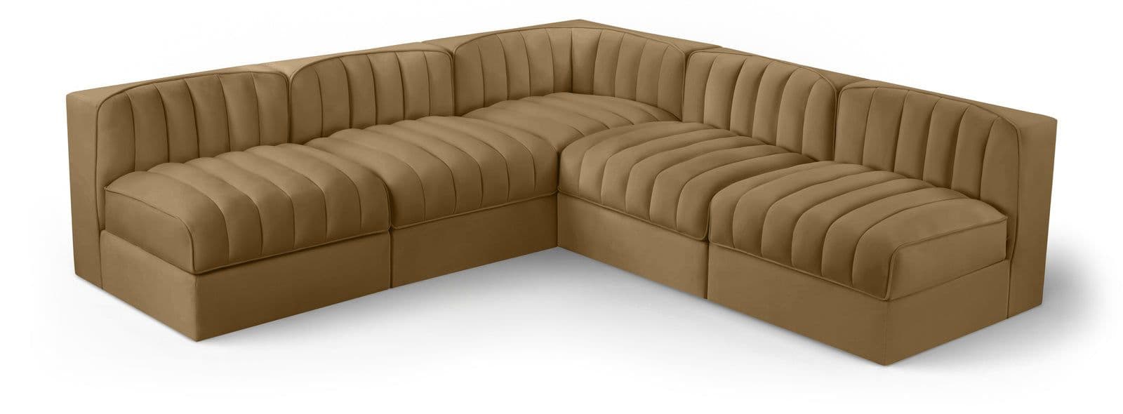 Talia Saddle Velvet Performance Fabric Upholstered Sectional, 5-Piece