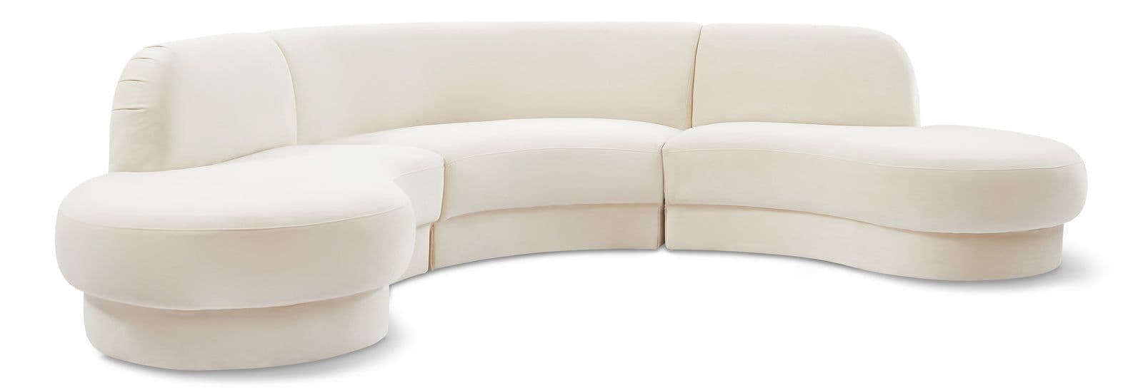 Sage 135" Cream Velvet Upholstered Sectional, 3-Piece
