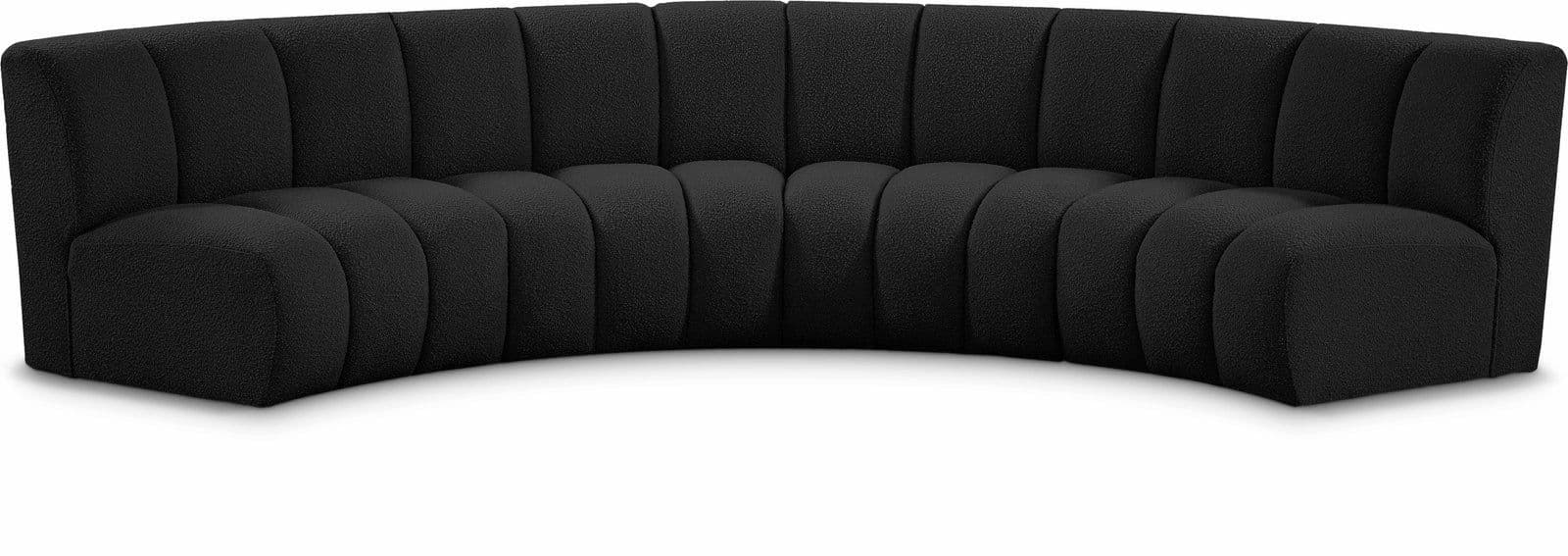 Isolde 148" Black Boucle Fabric Upholstered Sectional, 4-Piece