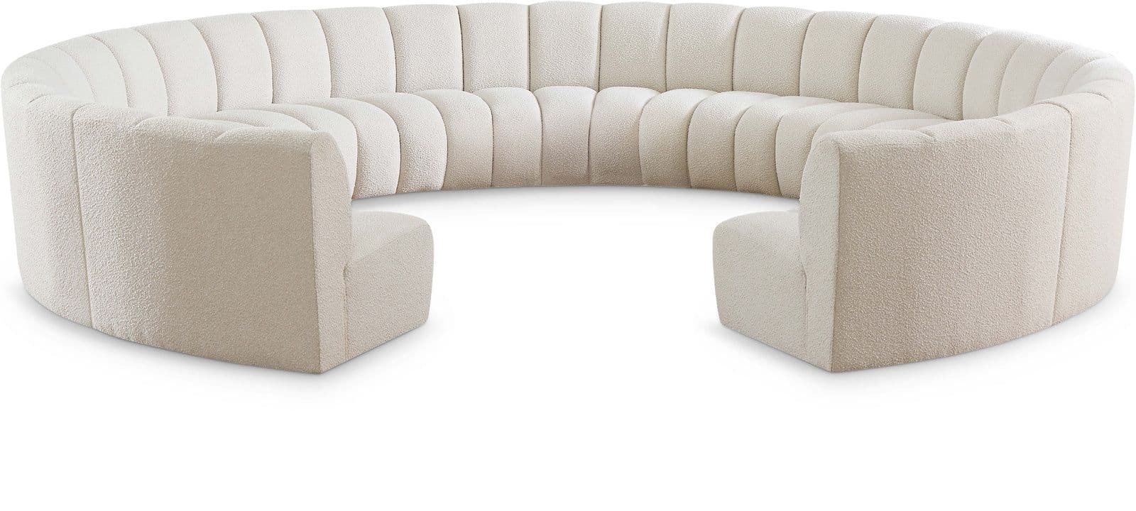 Isolde 178" Cream Boucle Fabric Upholstered Sectional, 11-Piece