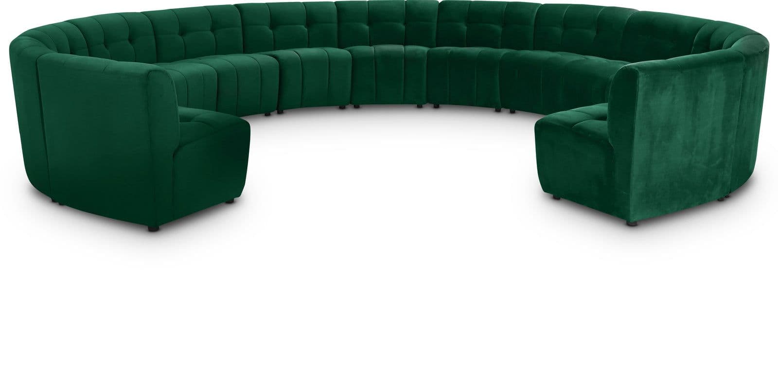 Kira 177.5" Green Velvet Upholstered Sectional, 13-Piece