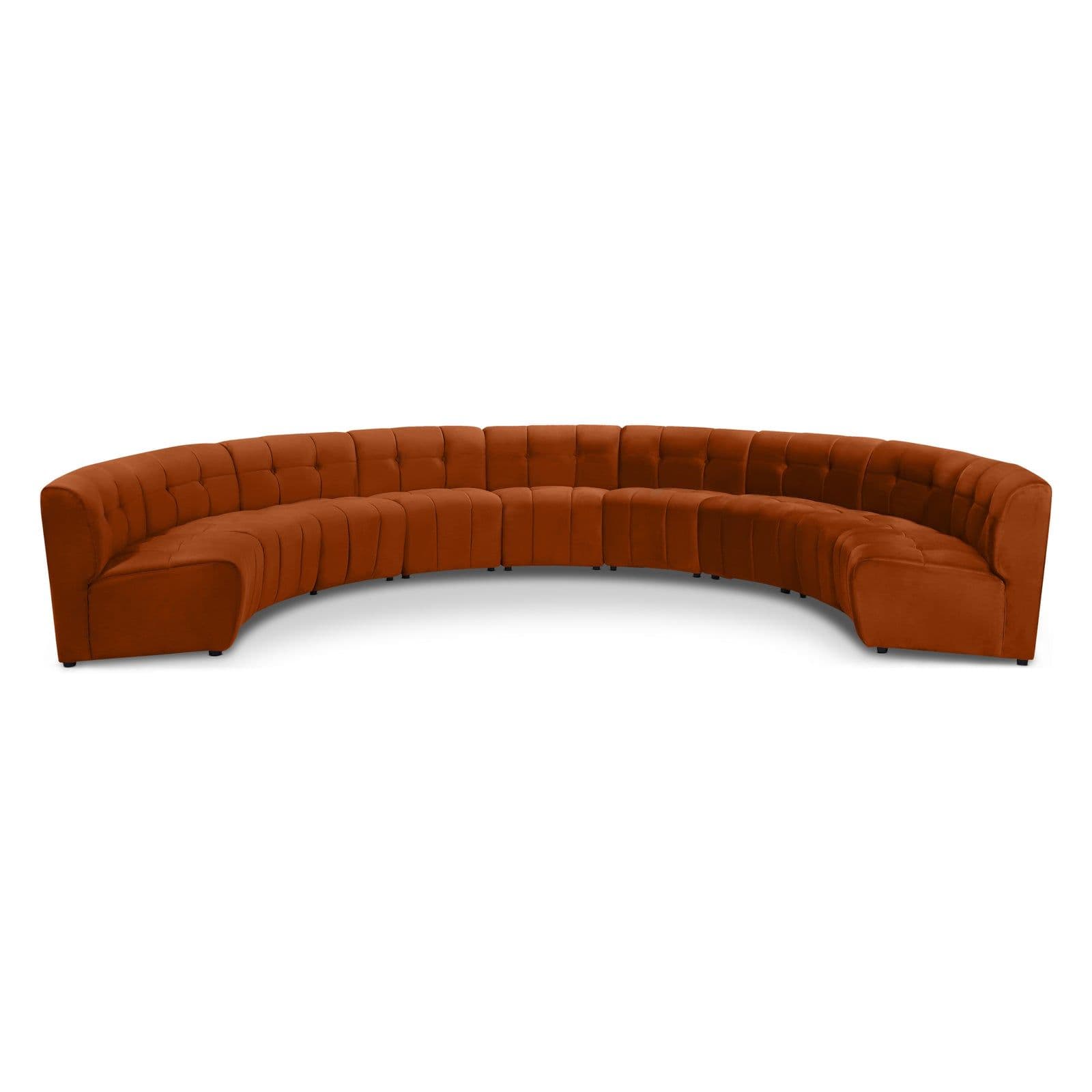 Kira 177.5" Cognac Velvet Upholstered Sectional, 9-Piece
