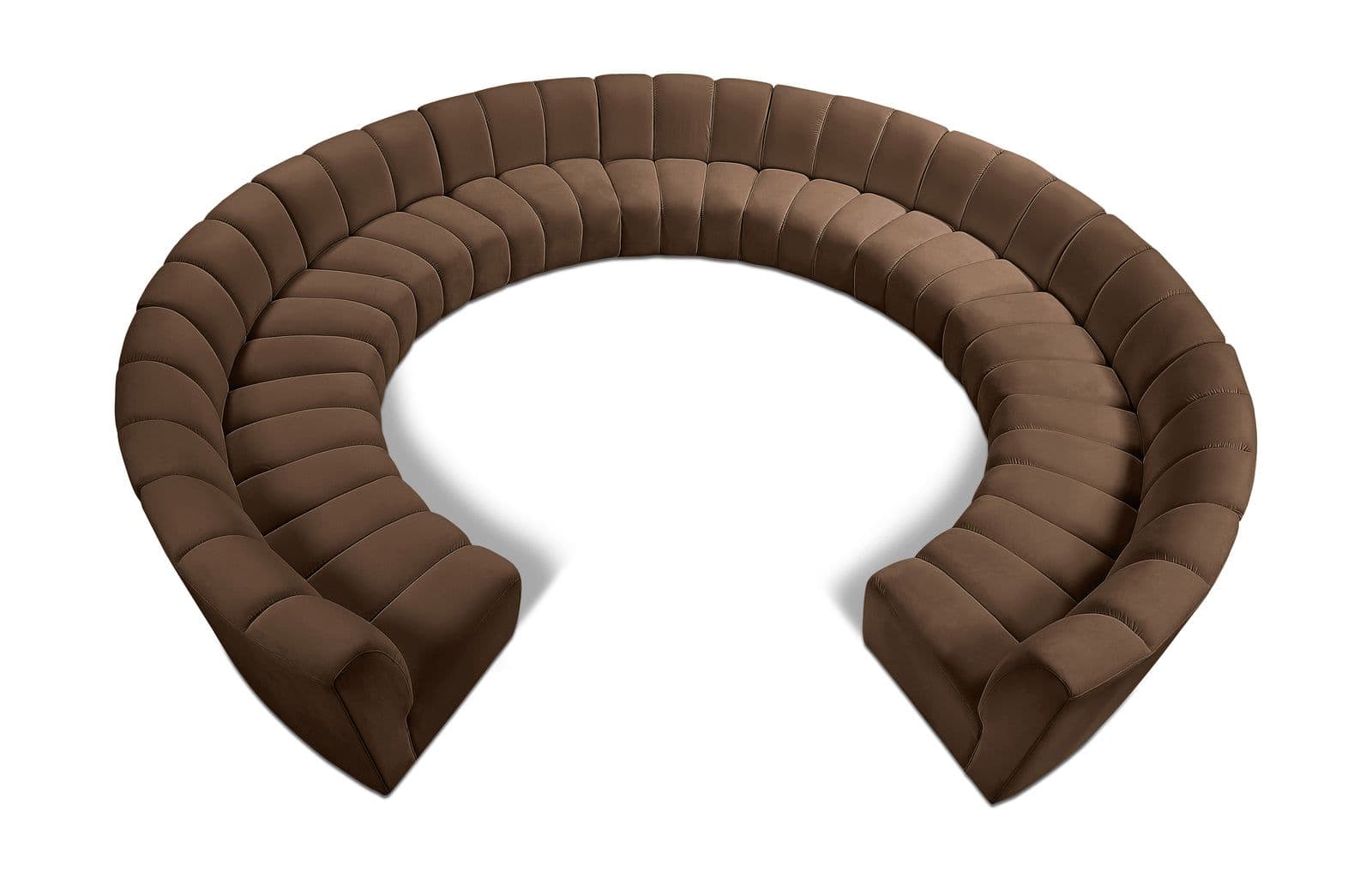 Isolde 183" Brown Velvet Upholstered Sectional, 11-Piece