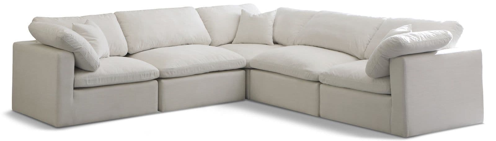 Selene 105" Cream Velvet Upholstered Standard Comfort Sectional, 5-Piece (Style 2)