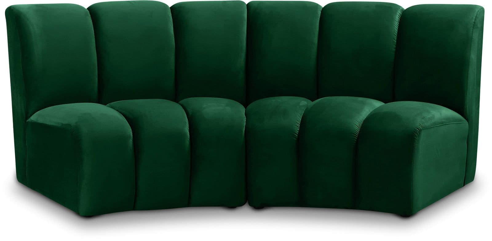 Isolde 83" Green Velvet Upholstered Sectional, 2-Piece