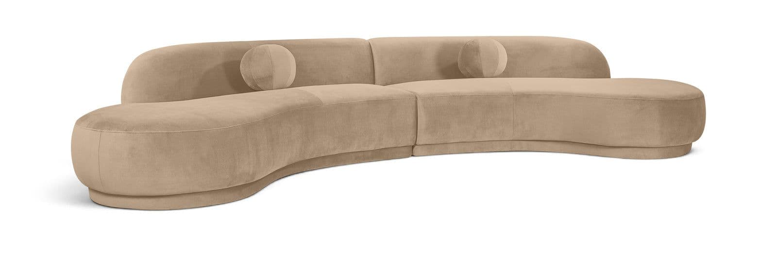 Juniper 146" Beige Velvet Performance Fabric Upholstered Sectional