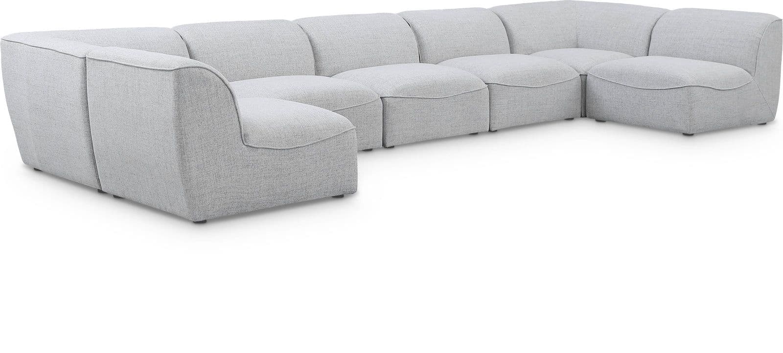 Greer 175" Grey Linen Textured Fabric Upholstered Sectional, 7-Piece