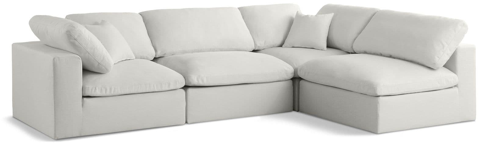 Selene 105" Cream Velvet Upholstered Standard Comfort Sectional, 4-Piece (Style 2)